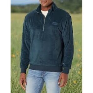 UGG 1/2 Zip Pullover Mens XXL Blue Excellent Sherpa Fleece teddy bear jacket